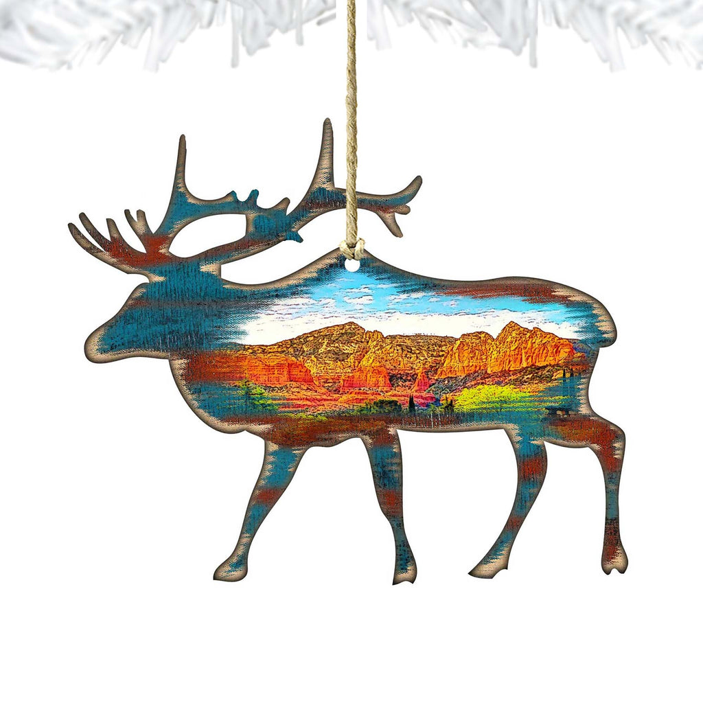 Elk Wooden Ornaments by Nature Wonders - Wildlife Holiday Decor - 8198221