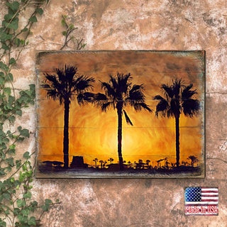 Spates Palm Trees in Sunset Wooden Wall Art by Nature Wonders - Nature Wildlife Decor - 95275B