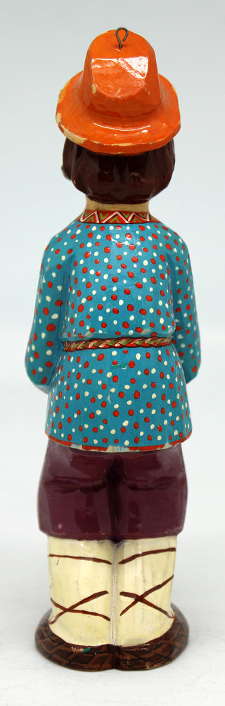 One-of-a-Kind Man with a Cross WOODCARVED Handpainted Figurine 5.5