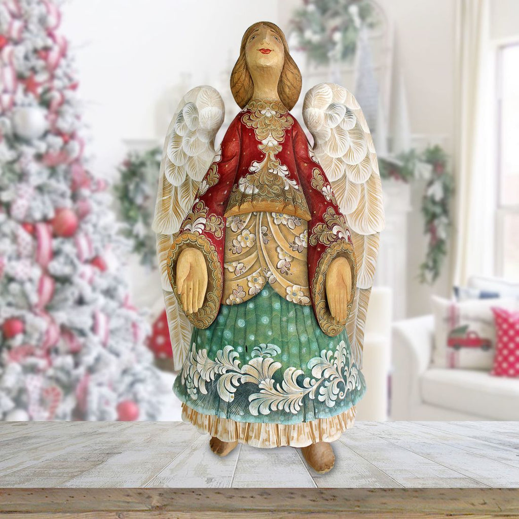 Guardian Angel Hand-Painted WOODCARVED Masterpiece by G. DeBrekht - Nativity Holiday Decor - L25119