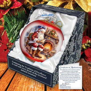 St. Nicks Nook Lg Glass Ornament by G.Debrekht - Christmas Santa Snowman Decor - 73960