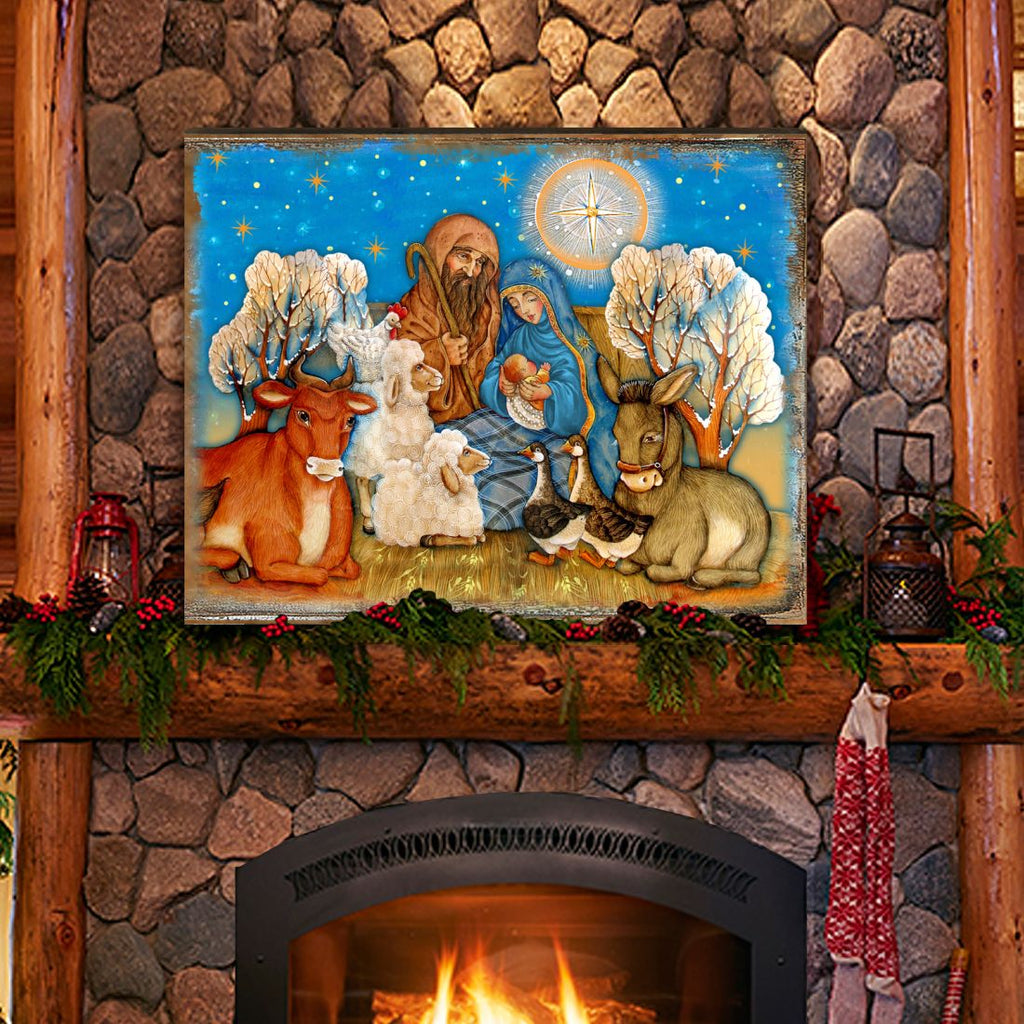 Nostalgic Nativity Wooden Wall Art by G. DeBrekht - Nativity Holiday Decor - 8673852B