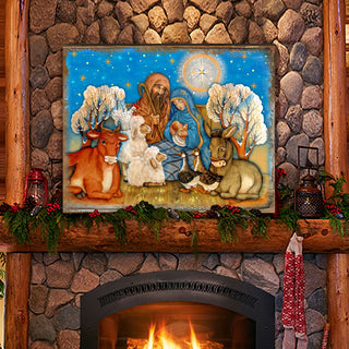 Nostalgic Nativity Wooden Wall Art by G. DeBrekht - Nativity Holiday Decor - 8673852B
