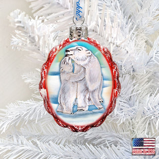 Santa Polar Bear Cubs Mercury Glass Ornament by G. DeBrekht - Wildlife Holiday Decor - 771020