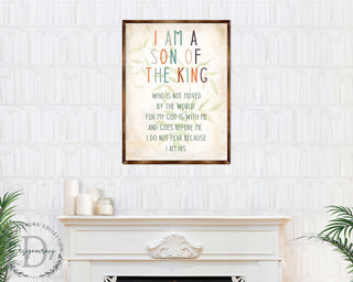 I Am a Son of the King - Wooden Religious art - Nursery wall art - Baby shower Gift - Contemporary decor - Religious wall art - 310341