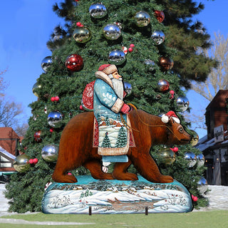 Grizzly Bear Santa Holiday Outdoor Scene by G. DeBrekht - Christmas Decor - 8151128F