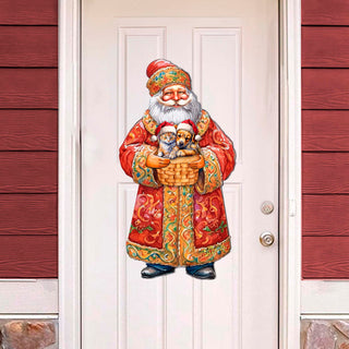 Yuletide Pets with Santa Holiday Door Decor by G. Debrekht - Christmas Santa Snowman Decor - 8691406H