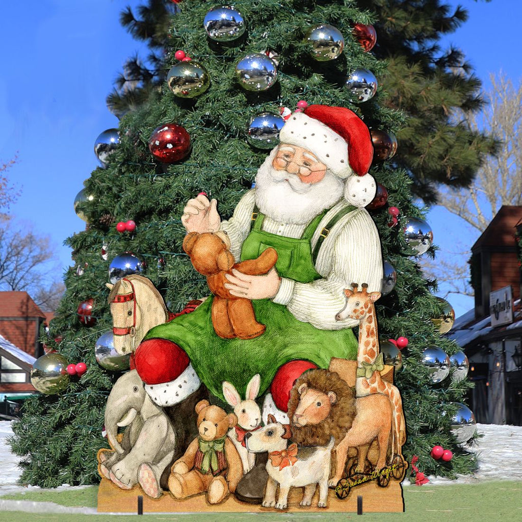 Merry Christmas Outdoor Scene with Santa and Snowman Decor by Susan Winget - 8471102F-SW