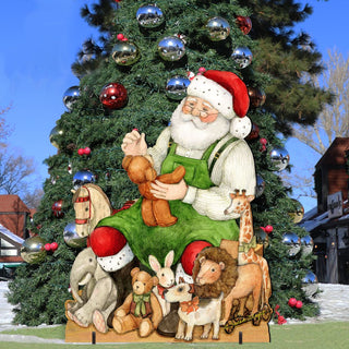 Merry Christmas Outdoor Scene with Santa and Snowman Decor by Susan Winget - 8471102F-SW