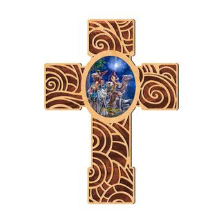 Three Kings Modern Wooden Cross by D. Gelsinger - Inspirational Icon Decor - 88286-DG