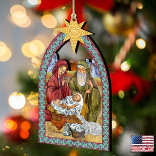 Nativity Manger Star Wooden Ornaments by G. DeBrekht - Nativity Holiday Decor - 8121301