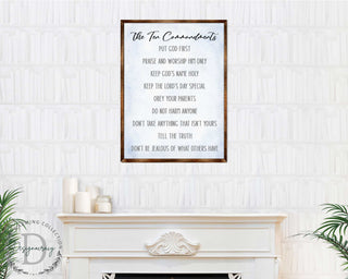 The Ten Commandments - Wooden Religious wall art - living room wall decor Christian wall art - Scripture sign - Bible Verse - Bible quotes - 310344