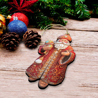 Santa Decorative Eco Wood Ornaments Set of 3 by G. Debrekht - Christmas Decor - 8091032-S3