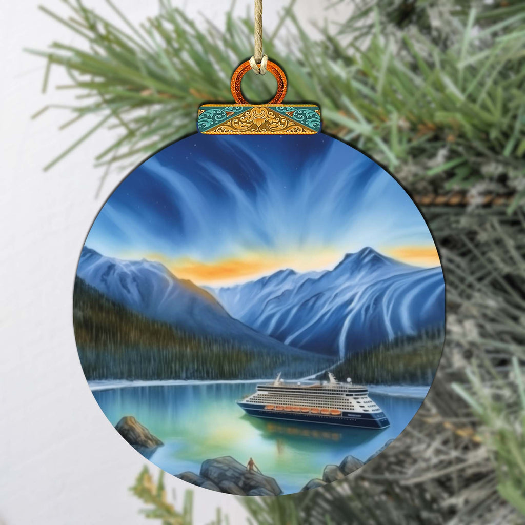 Alaska's Mountain Splendor Wooden Ornaments by G.Debrekht - Wildlife Holiday Decor - 870066