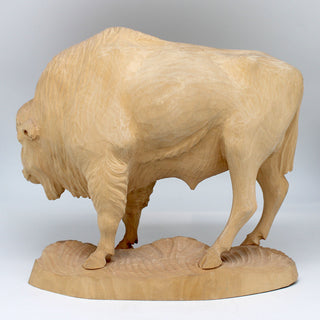 One-of-a-Kind The Bison WOODCARVED Figurine Large 11 x 9.5