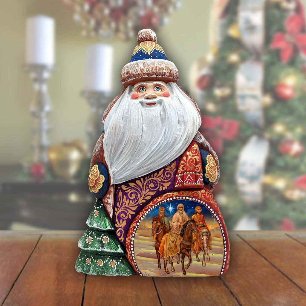 Three Kings Journey Santa Hand-Painted WOODCARVED Masterpiece Figurine by G. DeBrekht - Nativity Holiday Decor - 8206022