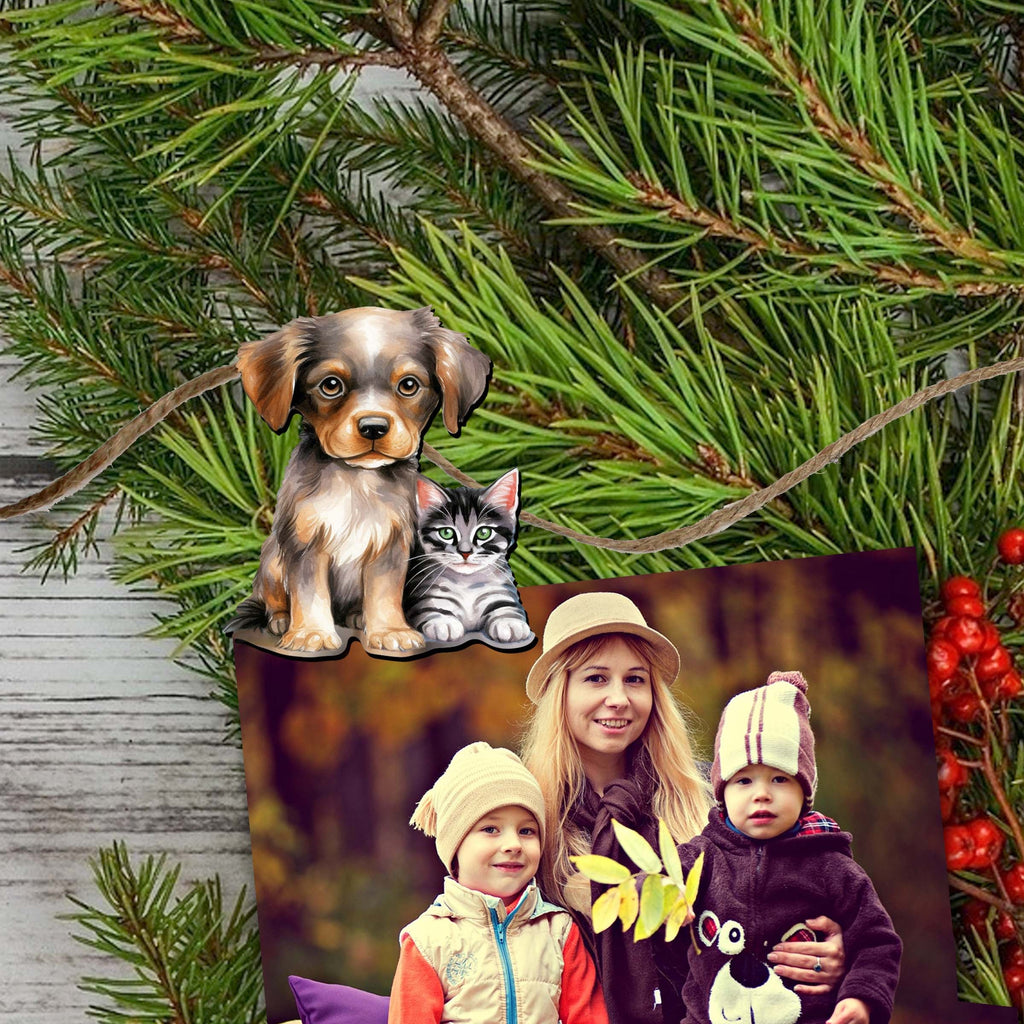 Dogs Clip-On Eco Wood Decorative Ornaments Set of 6 by G. Debrekht - Christmas Decor - 8090017C-S6