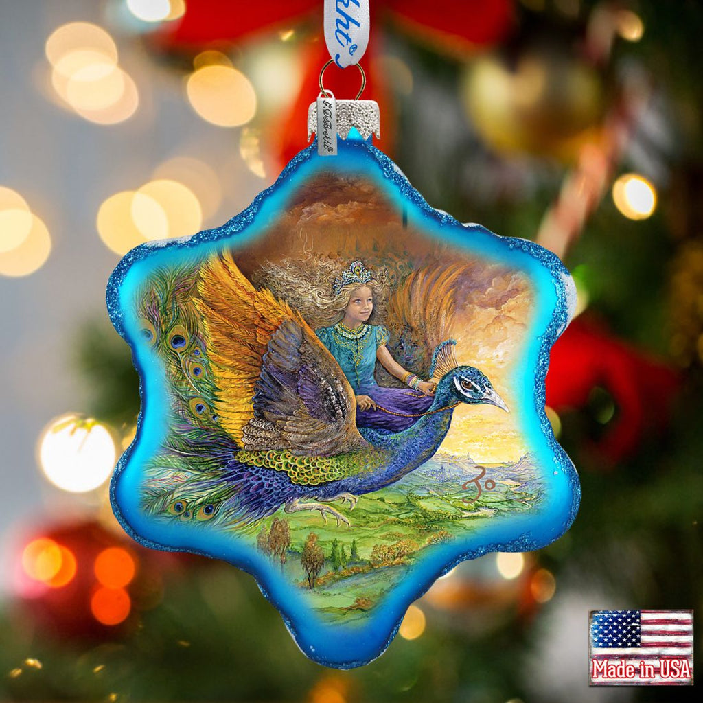 Peacock Princess Glass Ornament by Josephine Wall - Christmas Decor - 754-402-JW