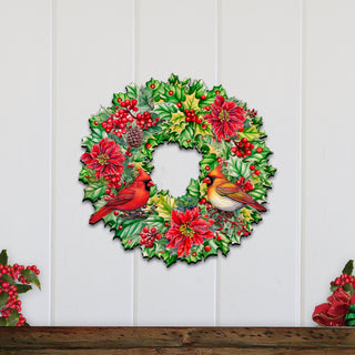 Holiday Cardinal Garland Wreath Holiday Door Decor by G. Debrekht - Christmas Decor - 8611070H