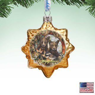 Simple Joys Black Bear Cubs Mercury Glass Ornament by J. Bergsma - Wildlife Holiday Decor - 7783850-JB