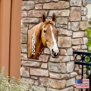 Horse Wooden Custom House Number Sign - Nature Wildlife Decor - Handcrafted Wooden Handcrafted Wooden Address Sign - MA98160
