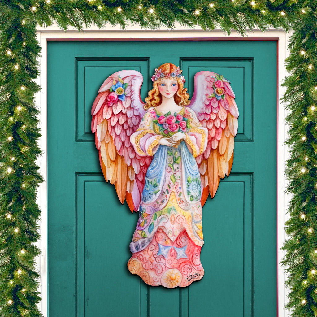 Pink Floral Angel Holiday Door Decor by G. Debrekht - Christmas Decor - 8611023H