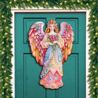 Pink Floral Angel Holiday Door Decor by G. Debrekht - Christmas Decor - 8611023H