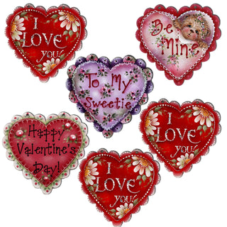 Hearts of Love Decorative Eco Wood Magnets Set of 6 - Family Love Decor - 8090128G-S6
