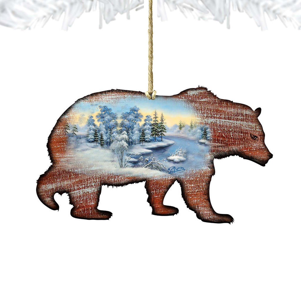 Grizzly Christmas Wooden Ornaments by G. DeBrekht - Wildlife Holiday Decor - 8198214