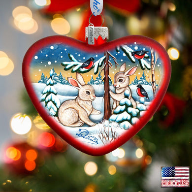 Bunny Play Glass Ornament by G. DeBrekht - Christmas Decor - 753-009