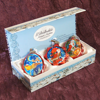 Christmas Night Mercury Glass Ornaments Set of 3 by G. DeBrekht - Christmas Santa Snowman Decor - 770103S3