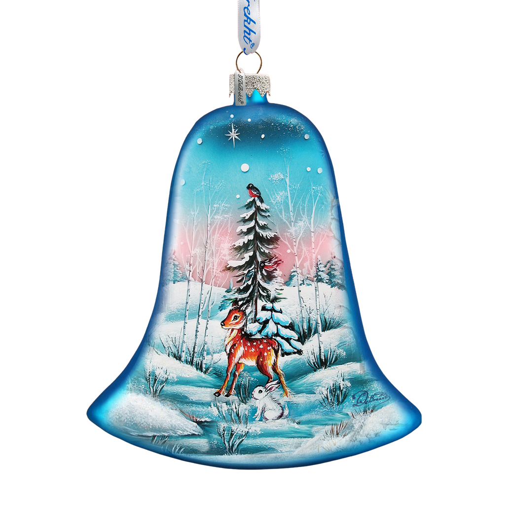 Winter Bunny Bell Glass Ornament by G. DeBrekht - Christmas Decor - 73182