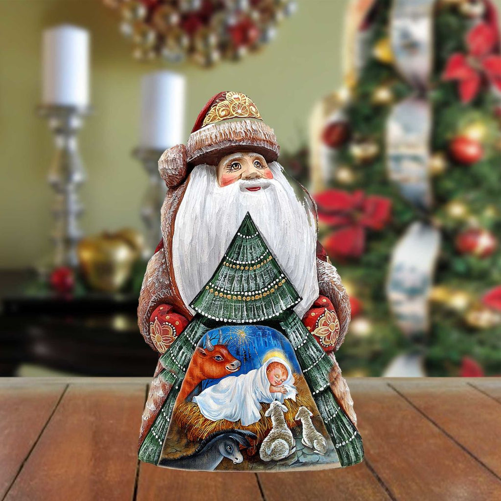 The Savior Dreams Santa Hand-Painted WOODCARVED Masterpiece by G. DeBrekht - Nativity Holiday Decor - 8208011