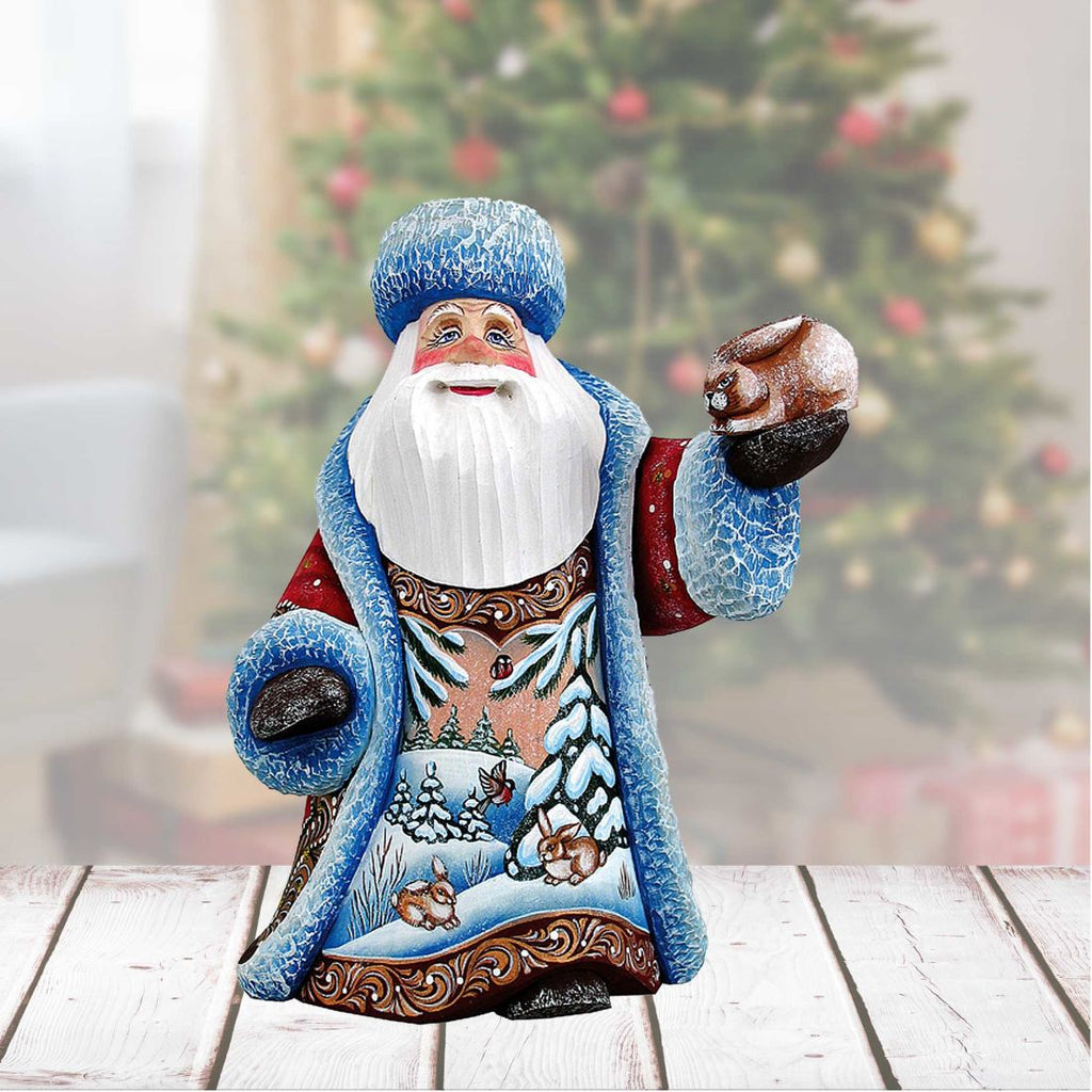 Bunny Friends Santa Hand-Painted WOODCARVED Masterpiece by G. DeBrekht - Wildlife Holiday Decor - 821024 *** PRE-ORDER - Handmade Just for You! ***