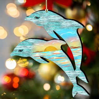 Dolphins Wooden Ornaments by G. DeBrekht - Coastal Holiday Decor - 8198519