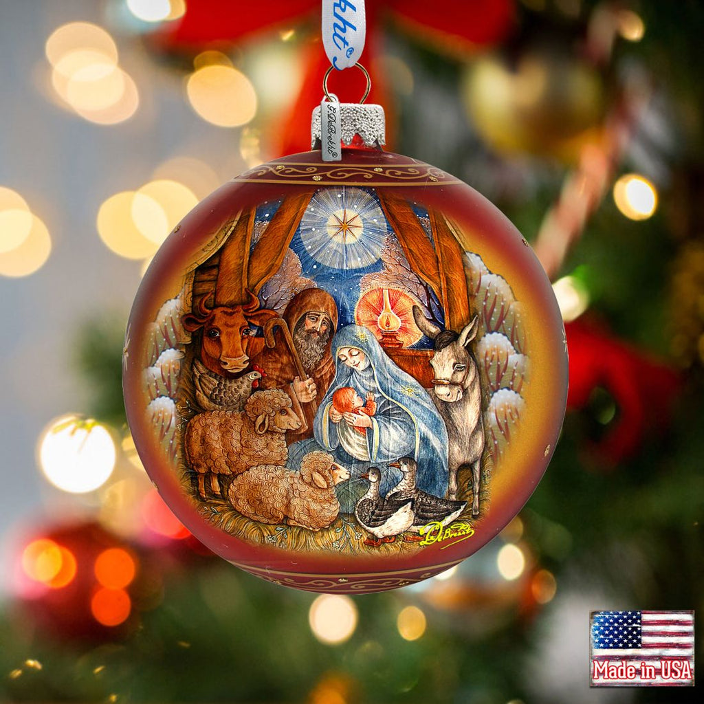 Classical Nativity Glass Ornament by G. DeBrekht - Nativity Holiday Decor - 73371