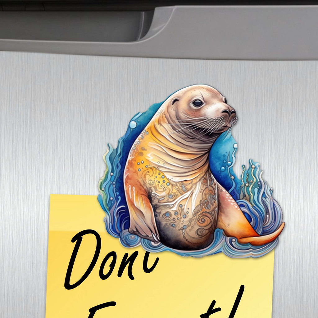 Sea Lions Decorative Eco Wood Magnets Set of 6 by G. Debrekht - Wildlife Coastal Decor - 8090127G-S6