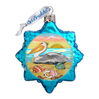 Pelican Star Mercury Glass Ornament by G. DeBrekht - Coastal Holiday Decor - 775478