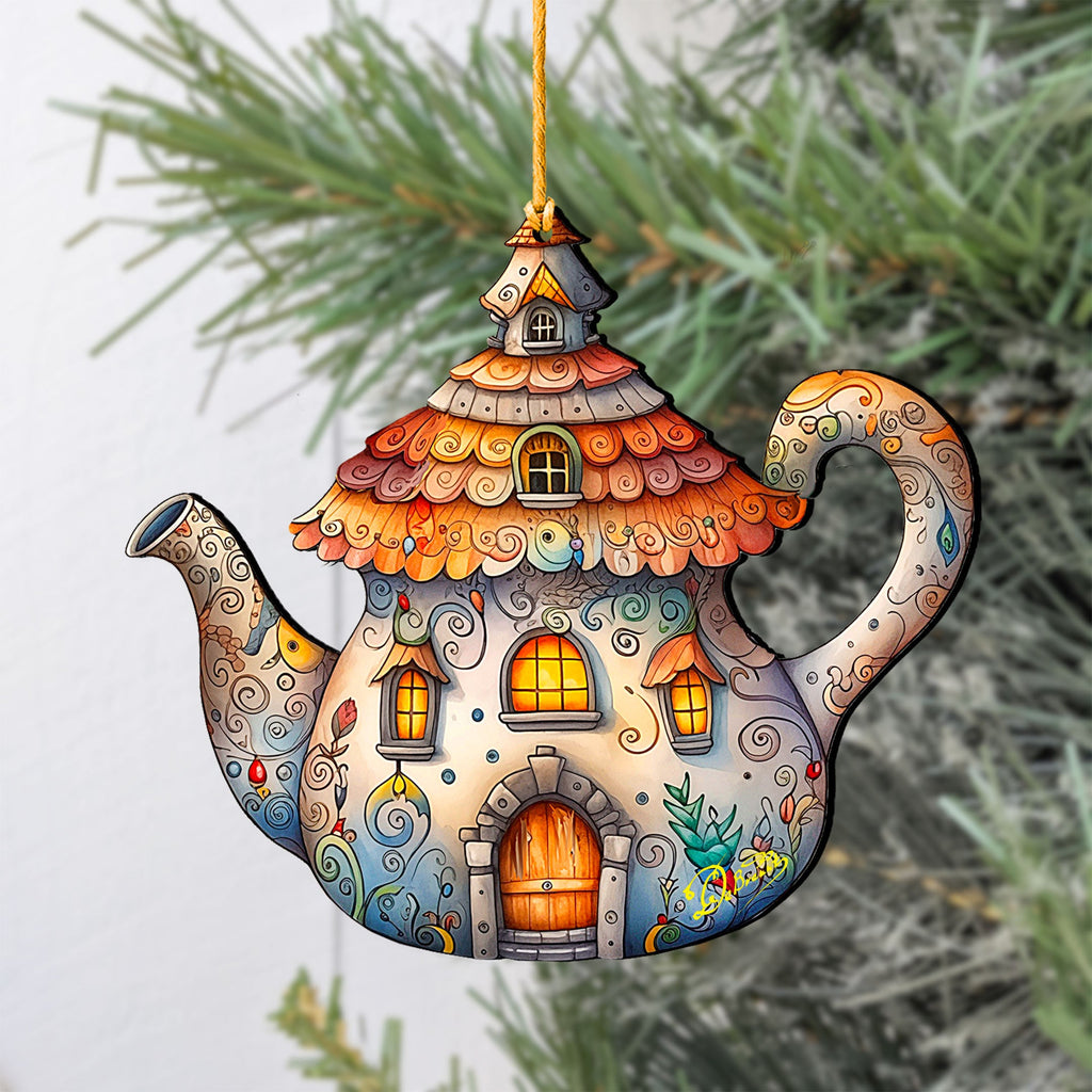 Teapot Decorative Wooden Ornaments by G. Debrekht - Love Family Decor - 8688312