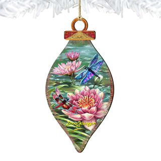 Dragonflies and Water Lilies Wooden Ornaments by Gelsinger - Wildlife Holiday Decor - 8041165-DG
