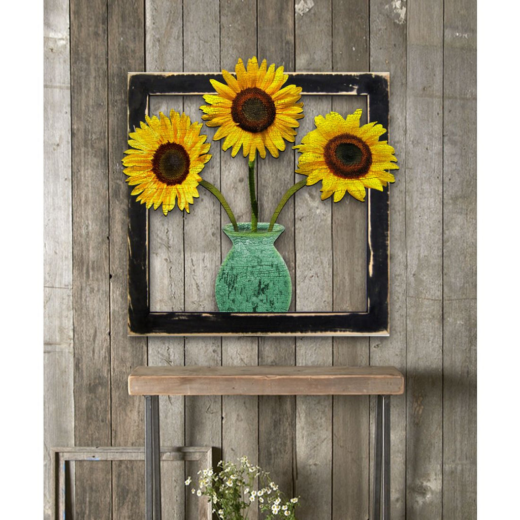 Sunflowers Rustic Wooden Wall Decor by G. DeBrekht - Thanksgiving Halloween Decor - G98763S3
