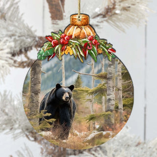 Alaskan Black Bear Harmony Wooden Ornaments by G.Debrekht - Wildlife Holiday Decor - 870034
