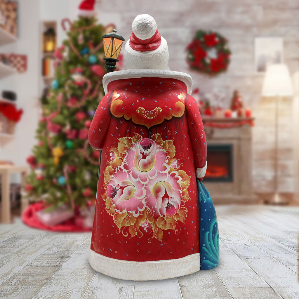 Sleighing Family Santa Hand-Painted WOODCARVED Masterpiece by G. DeBrekht - Wildlife Holiday Decor - L291363