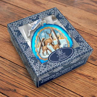 Deer Love Glass Ornament by G. DeBrekht - Wildlife Holiday Decor - 756-011