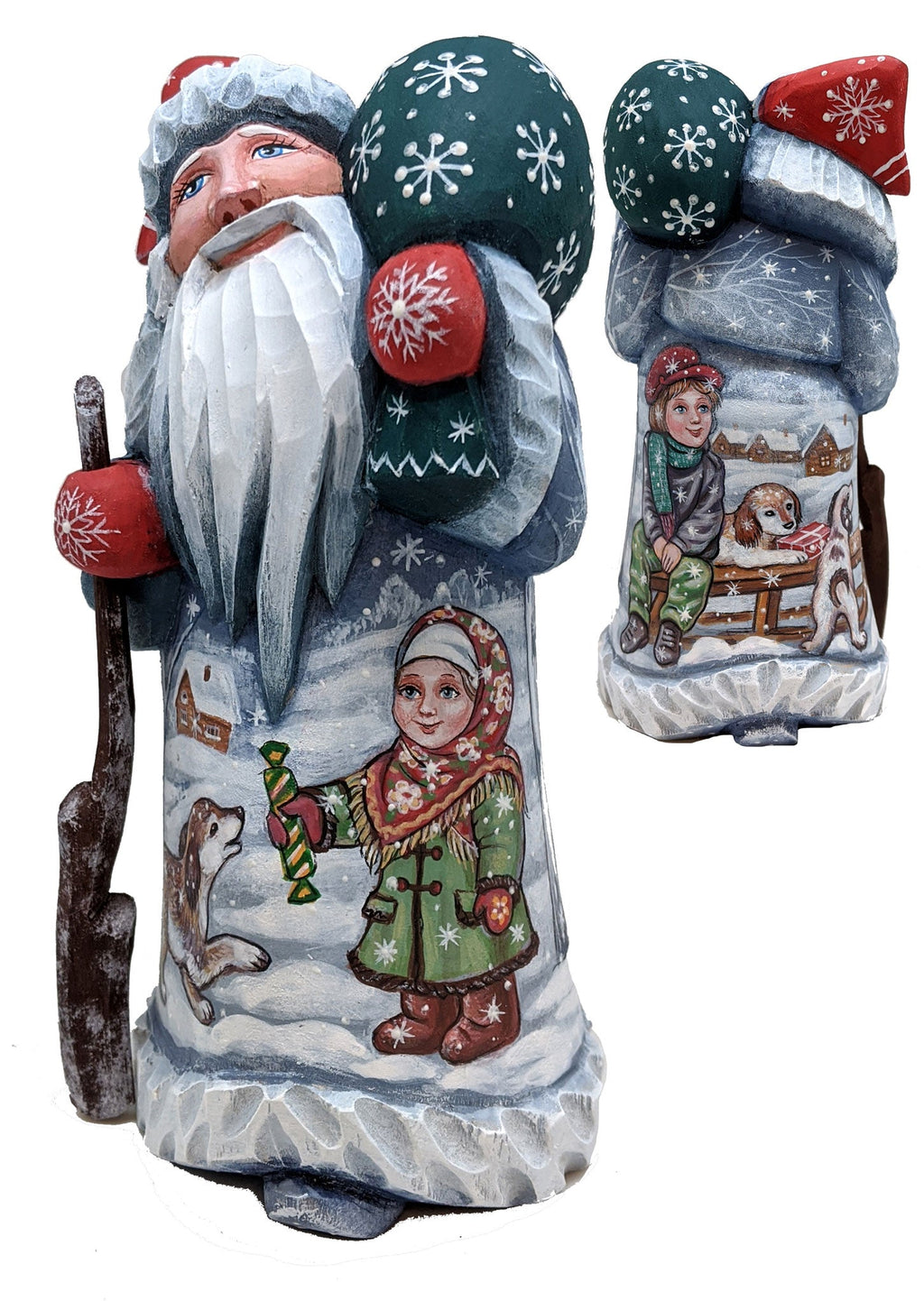 Dog Play Santa Hand-Painted WOODCARVED Masterpiece by G. DeBrekht - Christmas Decor - 8215109