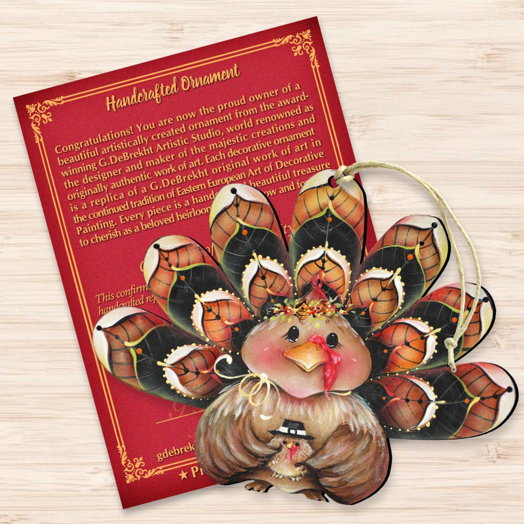 Be Thankful Turkey Sitter Wooden Ornaments by Jamie Mills-Price - Thanksgiving Halloween Decor - 8457702