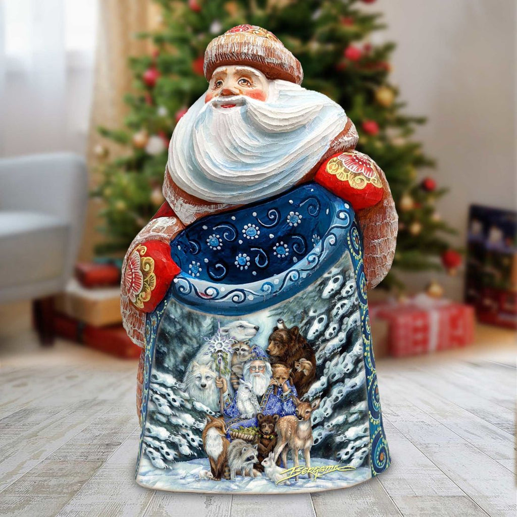 Gather in Peace Father Winter Animals Hand-Painted WOODCARVED Figurine by J. Bergsma - Wildlife Holiday Decor - 2422968-JB *** PRE-ORDER - Handmade Just for You! ***