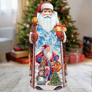Christmas Magic Santa Hand-Painted WOODCARVED Masterpiece Figurine by G. DeBrekht - Santa Snowman Christmas Decor - 215871