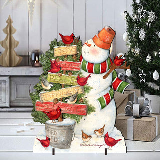 Joy Love and Peace Snowman Christmas Outdoor Scene by Susan Winget - Christmas Santa Snowman Decor - 8471108F-SW
