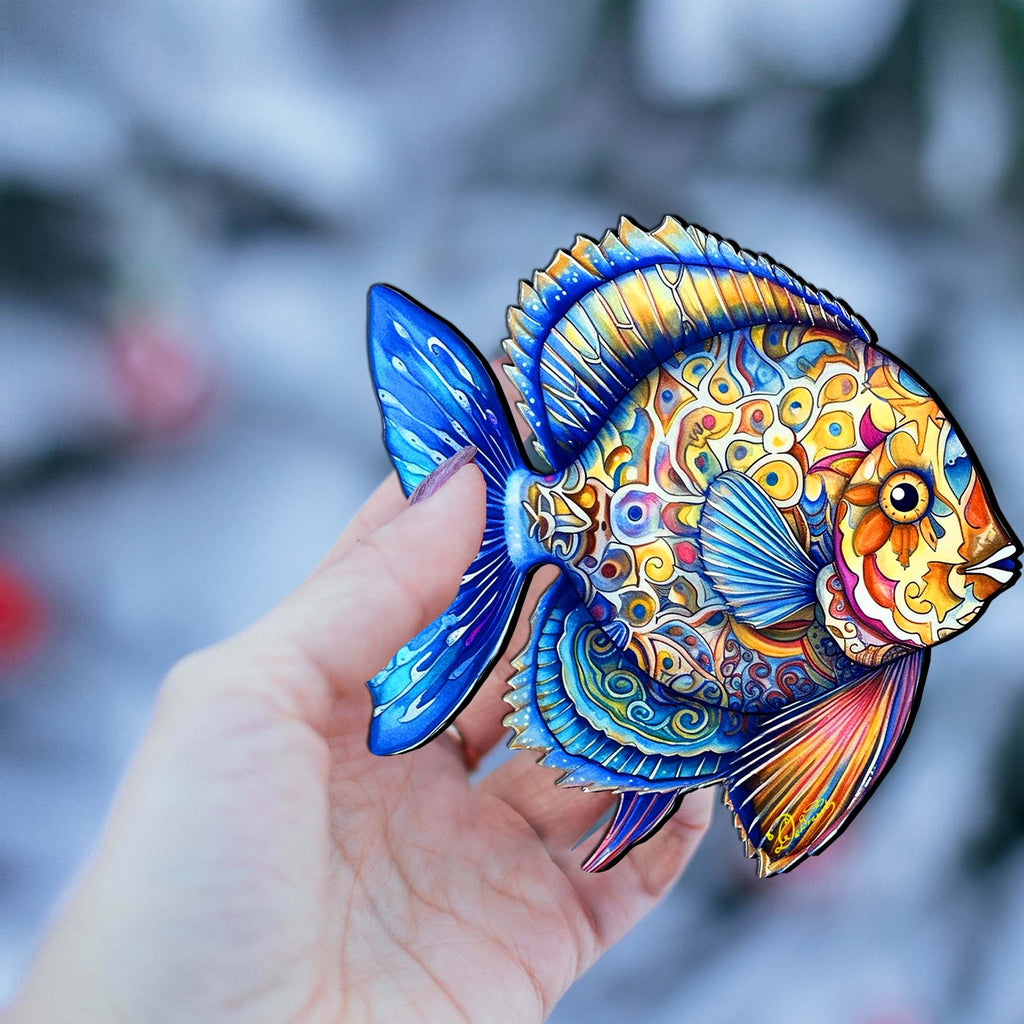 Nautical Christmas Ornaments - Oceanic Opal Fish Wooden Ornaments by G. Debrekht Coastal Holiday Decor - 8688302